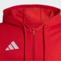 Adidas Felpa C/Cappuccio Uomo Entrada 26, Zip Integrale - Colore : Rosso/Bianco