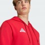 Adidas Felpa C/Cappuccio Uomo Entrada 26, Zip Integrale - Colore : Rosso/Bianco