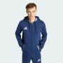 Adidas Felpa C/Cappuccio Uomo Entrada 26, Zip Integrale - Colore : Blue/Bianco