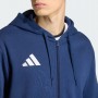 Adidas Felpa C/Cappuccio Uomo Entrada 26, Zip Integrale - Colore : Blue/Bianco