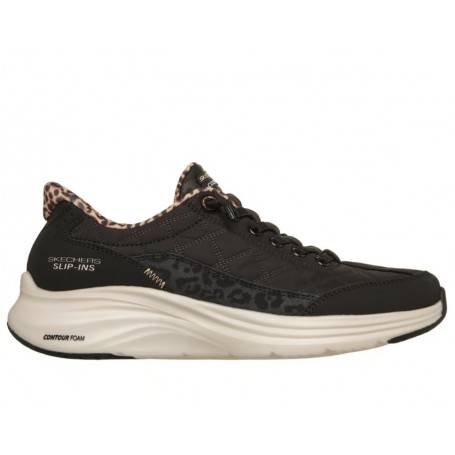 Skechers Scarpe Donna Contour Foam-Leopard Dream, Slip-Ins/Cozy fit - /BLK (Black)