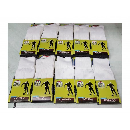 Mico Sport Calze da calcio Confezione 10 paia, 36/40 senza logo (Bianco) 