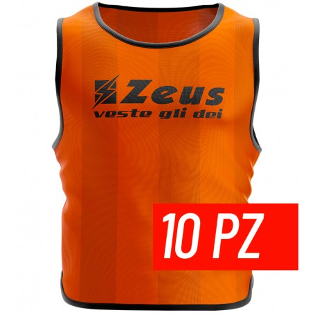 Zeus Casacca Promo, Senior, confezione da 10 casacche -ARAFLU (Arancio Fluo)