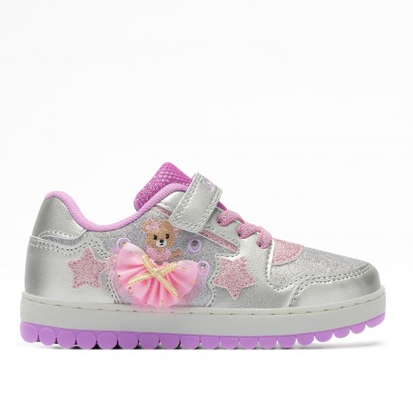 Lelli Kelly Sneaker Bambina Mille Stelle, Con Luci - AG66 (Argento Scuro/Multi)