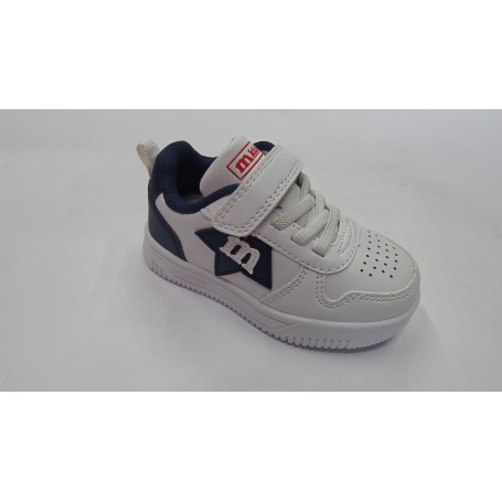 Melania Sneakers Bambino Con Strappo e Lacci Elastici - BIABLU (Bianco/Blue)