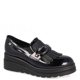 Donna Serena Mocassino Donna Con Frange, Accessorio ed Elastici - NER (Nero)