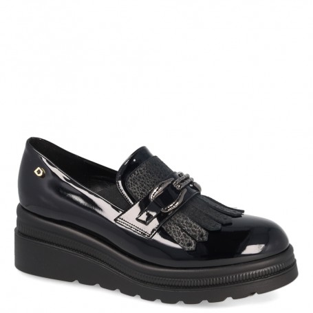 Donna Serena Mocassino Donna Con Frange, Accessorio ed Elastici - NER (Nero)