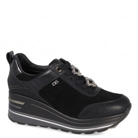 Donna Serena Sneakers Donna Con Lacci, Cerniera ed Accessorio - NER (Nero)