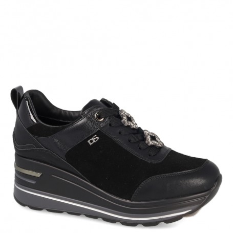 Donna Serena Sneakers Donna Con Lacci, Cerniera ed Accessorio - NER (Nero)