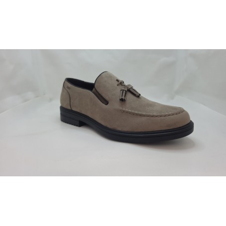 GianMarcoVenturi Mocassino Elegante Uomo in Micro Con Fiocchetti - Colore : Taupe